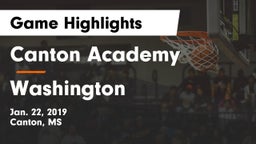 Canton Academy  vs Washington Game Highlights - Jan. 22, 2019