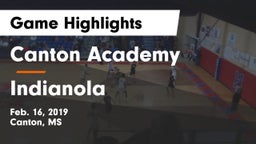 Canton Academy  vs Indianola Game Highlights - Feb. 16, 2019