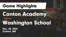 Canton Academy  vs Washington School Game Highlights - Dec. 28, 2023