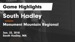 South Hadley  vs Monument Mountain Regional  Game Highlights - Jan. 22, 2018