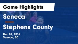 Seneca  vs Stephens County  Game Highlights - Dec 02, 2016