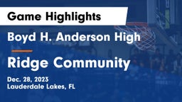 Boyd H. Anderson High vs Ridge Community  Game Highlights - Dec. 28, 2023