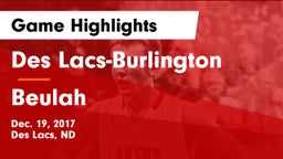Des Lacs-Burlington  vs Beulah  Game Highlights - Dec. 19, 2017
