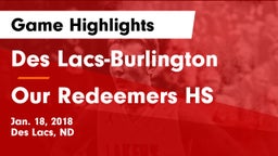 Des Lacs-Burlington  vs Our Redeemers HS Game Highlights - Jan. 18, 2018