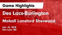 Des Lacs-Burlington  vs Mohall Lansford Sherwood Game Highlights - Jan. 23, 2018