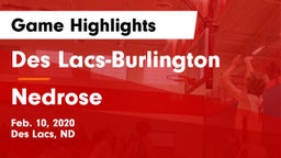 Des Lacs-Burlington  vs Nedrose Game Highlights - Feb. 10, 2020