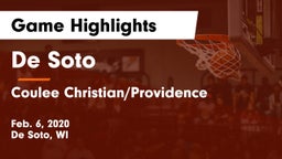De Soto  vs Coulee Christian/Providence Game Highlights - Feb. 6, 2020