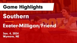 Southern  vs Exeter-Milligan/Friend  Game Highlights - Jan. 4, 2024