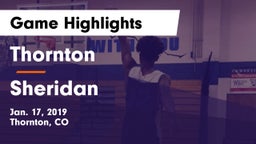 Thornton  vs Sheridan  Game Highlights - Jan. 17, 2019