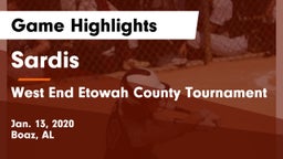 Sardis  vs West End Etowah County Tournament Game Highlights - Jan. 13, 2020