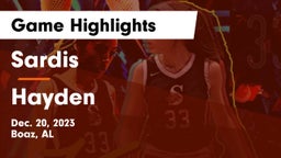 Sardis  vs Hayden  Game Highlights - Dec. 20, 2023