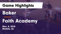 Baker  vs Faith Academy  Game Highlights - Nov. 8, 2018