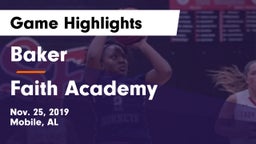 Baker  vs Faith Academy  Game Highlights - Nov. 25, 2019