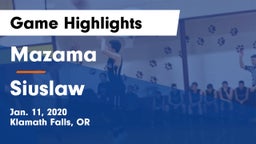 Mazama  vs Siuslaw  Game Highlights - Jan. 11, 2020