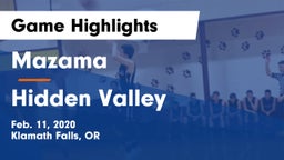 Mazama  vs Hidden Valley  Game Highlights - Feb. 11, 2020