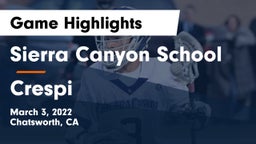Sierra Canyon School vs Crespi  Game Highlights - March 3, 2022