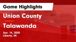 Union County  vs Talawanda  Game Highlights - Jan. 14, 2020