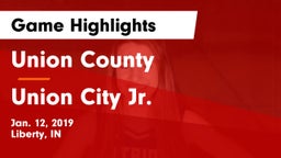 Union County  vs Union City Jr.  Game Highlights - Jan. 12, 2019
