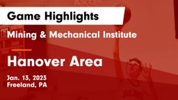Mining & Mechanical Institute  vs Hanover Area  Game Highlights - Jan. 13, 2023
