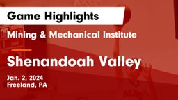 Mining & Mechanical Institute  vs Shenandoah Valley  Game Highlights - Jan. 2, 2024