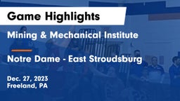 Mining & Mechanical Institute  vs Notre Dame - East Stroudsburg Game Highlights - Dec. 27, 2023