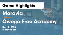 Moravia  vs Owego Free Academy  Game Highlights - Dec. 2, 2023