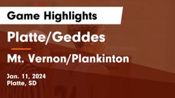 Platte/Geddes  vs Mt. Vernon/Plankinton  Game Highlights - Jan. 11, 2024