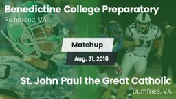 Matchup: Benedictine High vs.  St. John Paul the Great Catholic  2018