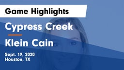 Cypress Creek  vs Klein Cain  Game Highlights - Sept. 19, 2020