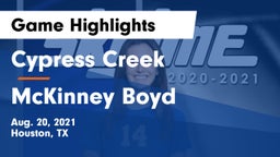 Cypress Creek  vs McKinney Boyd  Game Highlights - Aug. 20, 2021