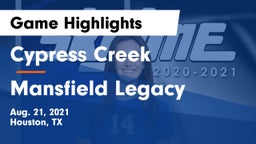 Cypress Creek  vs Mansfield Legacy Game Highlights - Aug. 21, 2021