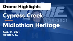 Cypress Creek  vs Midlothian Heritage Game Highlights - Aug. 21, 2021