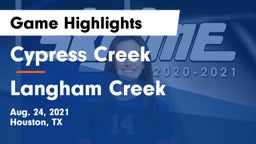 Cypress Creek  vs Langham Creek  Game Highlights - Aug. 24, 2021