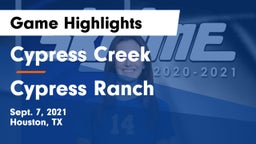 Cypress Creek  vs Cypress Ranch  Game Highlights - Sept. 7, 2021