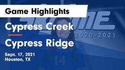 Cypress Creek  vs Cypress Ridge  Game Highlights - Sept. 17, 2021