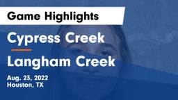 Cypress Creek  vs Langham Creek  Game Highlights - Aug. 23, 2022