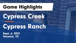 Cypress Creek  vs Cypress Ranch  Game Highlights - Sept. 6, 2022
