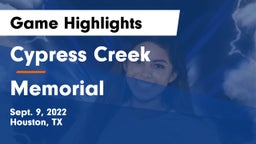 Cypress Creek  vs Memorial  Game Highlights - Sept. 9, 2022