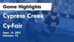 Cypress Creek  vs Cy-Fair  Game Highlights - Sept. 16, 2022