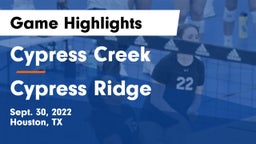 Cypress Creek  vs Cypress Ridge  Game Highlights - Sept. 30, 2022