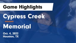 Cypress Creek  vs Memorial  Game Highlights - Oct. 4, 2022