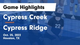 Cypress Creek  vs Cypress Ridge  Game Highlights - Oct. 25, 2022