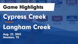 Cypress Creek  vs Langham Creek  Game Highlights - Aug. 22, 2023