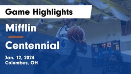 Mifflin  vs Centennial  Game Highlights - Jan. 12, 2024