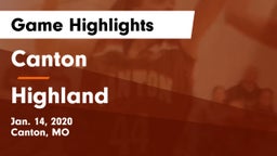 Canton  vs Highland  Game Highlights - Jan. 14, 2020