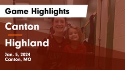 Canton  vs Highland  Game Highlights - Jan. 5, 2024