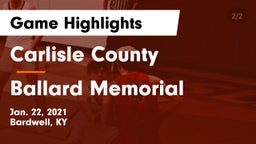 Carlisle County  vs Ballard Memorial  Game Highlights - Jan. 22, 2021