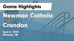 Newman Catholic  vs Crandon  Game Highlights - June 5, 2018