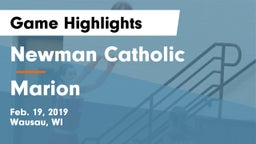 Newman Catholic  vs Marion Game Highlights - Feb. 19, 2019