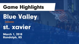 Blue Valley  vs st. xavier Game Highlights - March 1, 2018